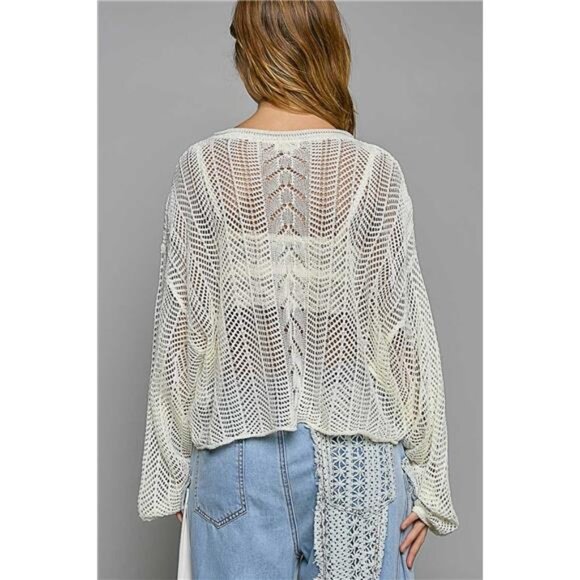 nwt POL Openwork Balloon Sleeve Knit Cover Up - Picture 3 of 4